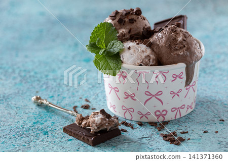 Homemade chocolate ice cream. Homemade chocolate ice cream. 141371360