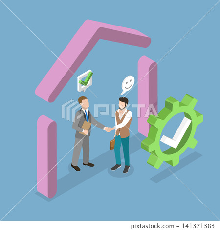 3D Isometric Flat Vector Illustration of Real Estate Deal, Buying And Selecting Property 141371383