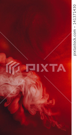 Dye spread. Pigment splash. Orange red paint flow haze explosion art abstract sparkling background. Shiny twirl blend color blur fluid. Dye spread. Pigment splash. Orange red paint flow haze explosion art abstract sparkling background. Shiny twirl blend color blur fluid. 141371430