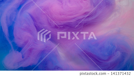 Pigment stream. Cloud blend. Purple blue haze wave blend color liquid ink. Mystic abstract explosion spreading drop dye water background. Pigment stream. Cloud blend. Purple blue haze wave blend color liquid ink. Mystic abstract explosion spreading drop dye water background. 141371432