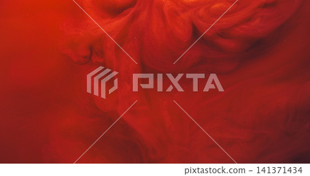 Bright fume. Mist flow. Underwater stream vivid drop spill pigment. Paint dye haze chemistry floating abstract red liquid texture background. Bright fume. Mist flow. Underwater stream vivid drop spill pigment. Paint dye haze chemistry floating abstract red liquid texture background. 141371434
