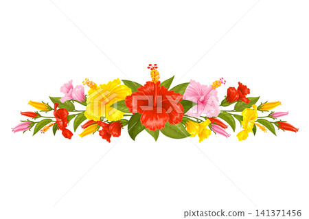 Floral Decoration With Multicolored Hibiscus Flowers Floral Decoration With Multicolored Hibiscus Flowers 141371456