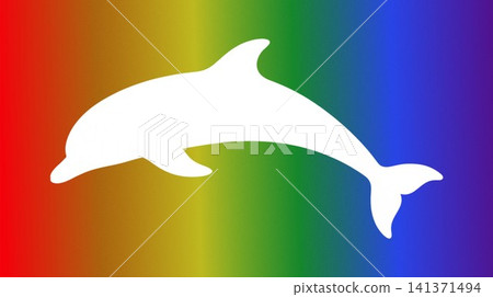 White dolphin silhouette on rainbow gradient abstract background pride symbol banner White dolphin silhouette on rainbow gradient abstract background pride symbol banner 141371494