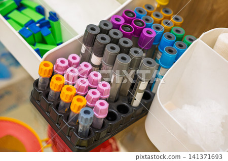 Blood collection tubes prepared for laboratory testing 141371693
