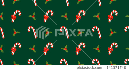 Wrap paper christmas vector gift cover for holiday pattern bg holly. Bow red swirl with festive peppermint dot art line for valentine. Cane sweet winter new year design stock illustration. Wrap paper christmas vector gift cover for holiday pattern bg holly. Bow red swirl with festive peppermint dot art line for valentine. Cane sweet winter new year design stock illustration. 141371748