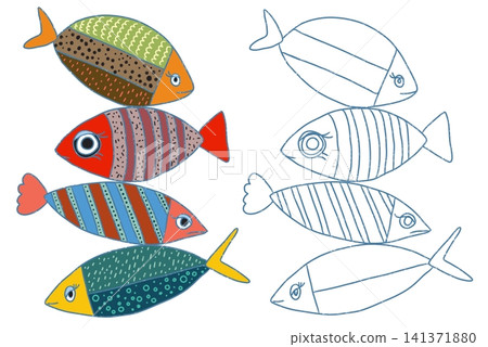 Decorative Fish Coloring Page Set Decorative Fish Coloring Page Set 141371880