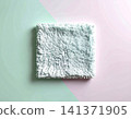 Mockup for home interior content. Modern carpet in pastel colors on a white background. Home decor. Top view. 141371905