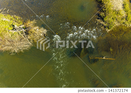 Aerial photograph of small rapids in the Nepean River near Penrith Aerial photograph of small rapids in the Nepean River near Penrith 141372174
