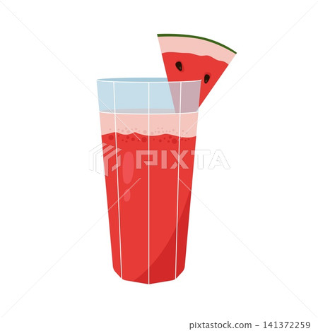Fresh watermelon juice glass with slice vector illustration isolated on white background Fresh watermelon juice glass with slice vector illustration isolated on white background 141372259