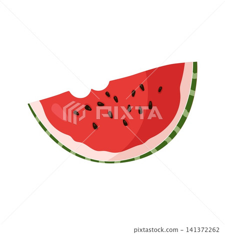 Bitten watermelon slice vector illustration isolated on white background Bitten watermelon slice vector illustration isolated on white background 141372262