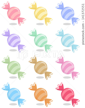 Cute Kawaii Pastel Striped Candy Set 12 Colors Cute Kawaii Pastel Striped Candy Set 12 Colors 141372551