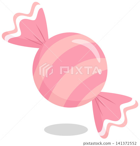 Cute Kawaii Pastel Pink Striped Candy Vector Icon 141372552