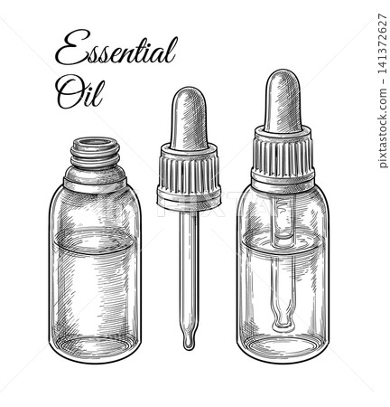 Essential oil bottles. Dropper and pipette. Essential oil bottles. Dropper and pipette. 141372627