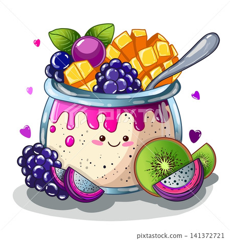 Cute Fruit Dessert Jar Cute Fruit Dessert Jar 141372721