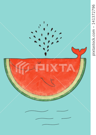 Watermelon fish on a turquoise background Watermelon fish on a turquoise background 141372796