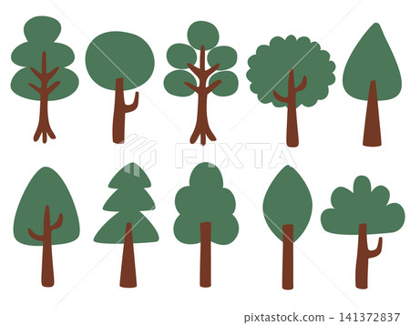 Hand-drawn style illustrations of various trees Hand-drawn style illustrations of various trees 141372837