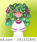 Fairytale girl character with green hair 141372845