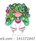 Girl character on a white background 141372847