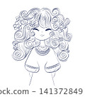 Line drawing of a fairy tale girl 141372849