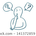 Graphic recording-style illustration of a person pondering a question | Question, Thought, Person 141372859