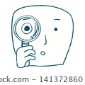 A graphic recording-style illustration of a person thoroughly investigating and observing issues and details. 141372860