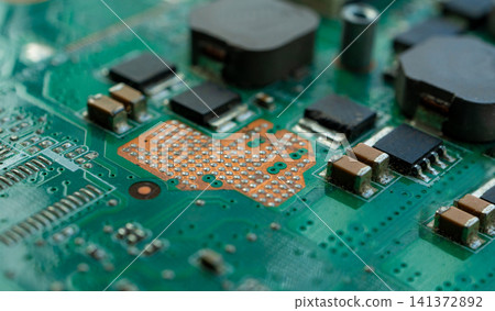 Electronic circuit board closeup, technology hardware pattern Electronic circuit board closeup, technology hardware pattern 141372892