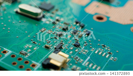 Electronic circuit board closeup, technology hardware pattern Electronic circuit board closeup, technology hardware pattern 141372893