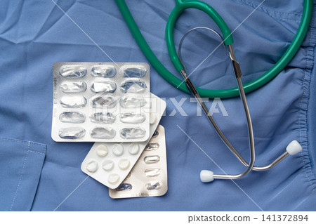 Empty medicine blister, used pill pack Empty medicine blister, used pill pack 141372894
