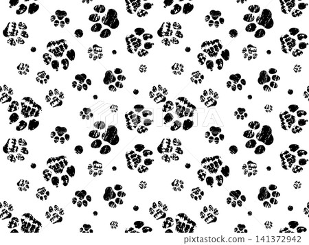 Dog footprint seamless pattern, cat paw print Dog footprint seamless pattern, cat paw print 141372942