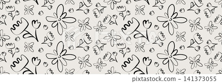 Simple doodle flowers seamless pattern Simple doodle flowers seamless pattern 141373055