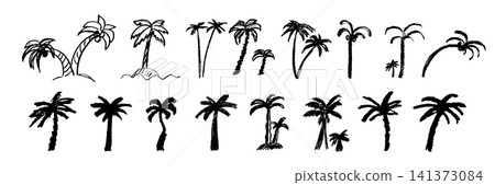 Palm tree sketch icon, coconut palm doodle illustration Palm tree sketch icon, coconut palm doodle illustration 141373084