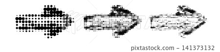 Hand drawn dot arrow icon, sketchy halftone arrows Hand drawn dot arrow icon, sketchy halftone arrows 141373132