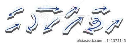 Arrow icon set, up down line direction sign Arrow icon set, up down line direction sign 141373143
