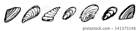Sea shell sketch icon, hand drawn seashell outline 141373148