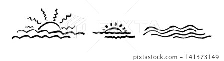 Sea wave crayon icon. Hand drawn water flow Sea wave crayon icon. Hand drawn water flow 141373149