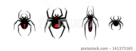 Spider halloween icon, spooky cartoon black widow spider isolated Spider halloween icon, spooky cartoon black widow spider isolated 141373165