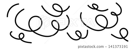 Chaotic line abstract pattern, wavy doodle thread vector background 141373191