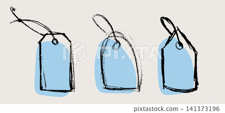 Hand drawn paper label, tag price isolated Hand drawn paper label, tag price isolated 141373196