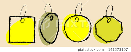 Hand drawn paper label, tag price isolated Hand drawn paper label, tag price isolated 141373197