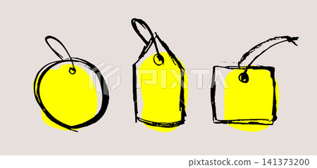 Hand drawn paper label, tag price isolated Hand drawn paper label, tag price isolated 141373200
