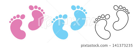 Baby foot print icon, child bare feet vector footprint silhouette Baby foot print icon, child bare feet vector footprint silhouette 141373235