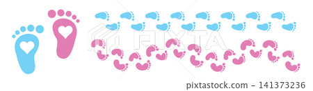 Baby foot print icon, child bare feet vector footprint silhouette Baby foot print icon, child bare feet vector footprint silhouette 141373236