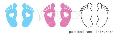 Baby foot print icon, child bare feet vector footprint silhouette Baby foot print icon, child bare feet vector footprint silhouette 141373238