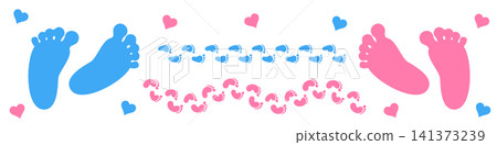 Baby foot print icon, child bare feet vector footprint silhouette Baby foot print icon, child bare feet vector footprint silhouette 141373239