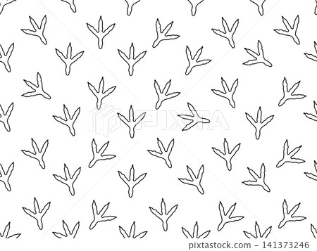 Bird footprint icon, chicken paw vector track, turkey foot print line pattern Bird footprint icon, chicken paw vector track, turkey foot print line pattern 141373246