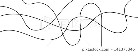 Chaotic line abstract pattern, wavy doodle thread vector background Chaotic line abstract pattern, wavy doodle thread vector background 141373340