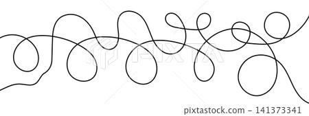 Chaotic line abstract pattern, wavy doodle thread vector background Chaotic line abstract pattern, wavy doodle thread vector background 141373341