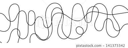 Chaotic line abstract pattern, wavy doodle thread vector background Chaotic line abstract pattern, wavy doodle thread vector background 141373342