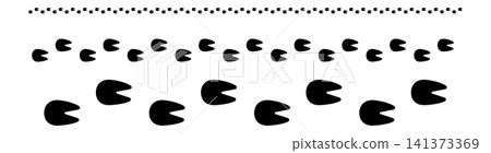 Cow hoof footprint icon, goat or sheep line track 141373369