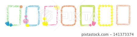 Color line crayon frames, doodle pencil boxes Color line crayon frames, doodle pencil boxes 141373374